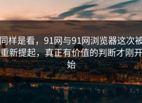 同样是看，91网与91网浏览器这次被重新提起，真正有价值的判断才刚开始