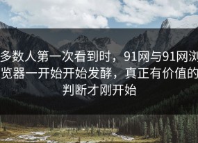 多数人第一次看到时，91网与91网浏览器一开始开始发酵，真正有价值的判断才刚开始