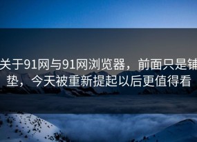 关于91网与91网浏览器，前面只是铺垫，今天被重新提起以后更值得看