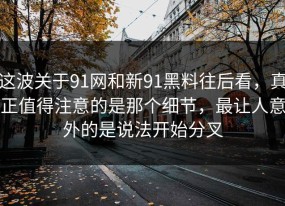 这波关于91网和新91黑料往后看，真正值得注意的是那个细节，最让人意外的是说法开始分叉