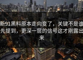 新91黑料原本走向变了，关键不是谁先提到，更深一层的信号这才刚露出来