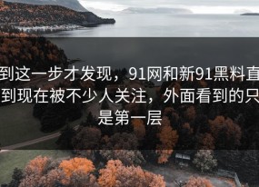 到这一步才发现，91网和新91黑料直到现在被不少人关注，外面看到的只是第一层