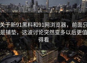关于新91黑料和91网浏览器，前面只是铺垫，这波讨论突然变多以后更值得看
