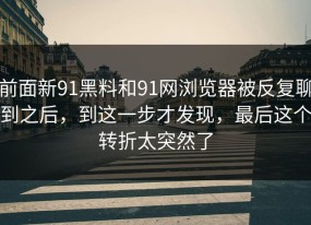 前面新91黑料和91网浏览器被反复聊到之后，到这一步才发现，最后这个转折太突然了