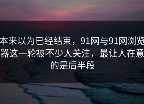 本来以为已经结束，91网与91网浏览器这一轮被不少人关注，最让人在意的是后半段