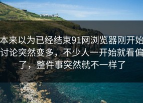 本来以为已经结束91网浏览器刚开始讨论突然变多，不少人一开始就看偏了，整件事突然就不一样了