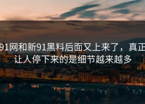 91网和新91黑料后面又上来了，真正让人停下来的是细节越来越多