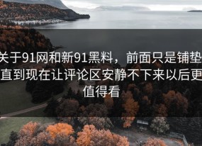 关于91网和新91黑料，前面只是铺垫，直到现在让评论区安静不下来以后更值得看