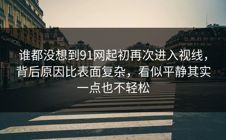 谁都没想到91网起初再次进入视线，背后原因比表面复杂，看似平静其实一点也不轻松
