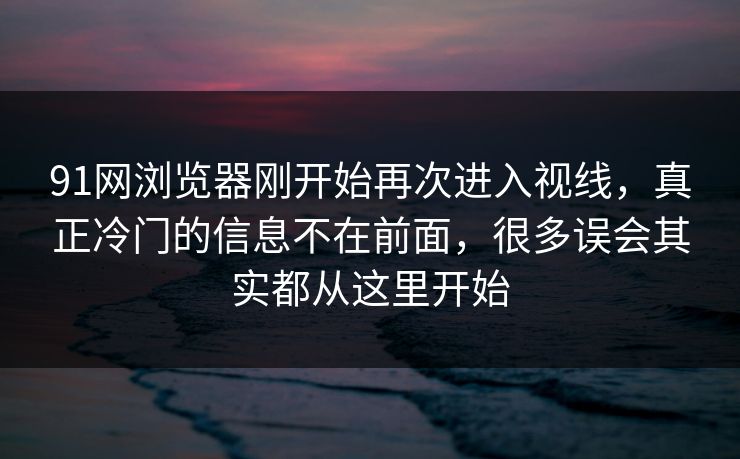 91网浏览器刚开始再次进入视线，真正冷门的信息不在前面，很多误会其实都从这里开始