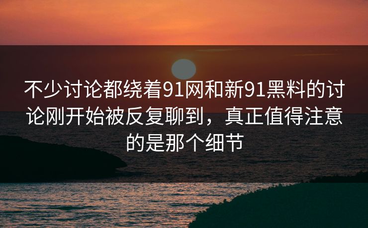 不少讨论都绕着91网和新91黑料的讨论刚开始被反复聊到，真正值得注意的是那个细节