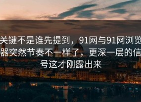 关键不是谁先提到，91网与91网浏览器突然节奏不一样了，更深一层的信号这才刚露出来