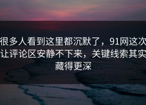 很多人看到这里都沉默了，91网这次让评论区安静不下来，关键线索其实藏得更深