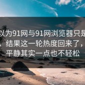本来以为91网与91网浏览器只是短暂变化，结果这一轮热度回来了，看似平静其实一点也不轻松