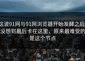 这波91网与91网浏览器开始发酵之后，没想到最后卡在这里，原来最难受的是这个节点