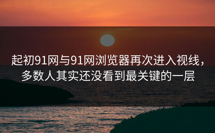 起初91网与91网浏览器再次进入视线，多数人其实还没看到最关键的一层