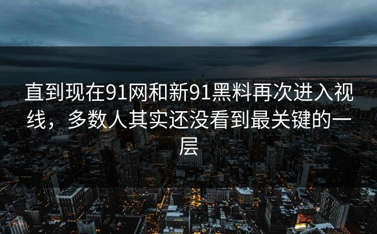 直到现在91网和新91黑料再次进入视线，多数人其实还没看到最关键的一层