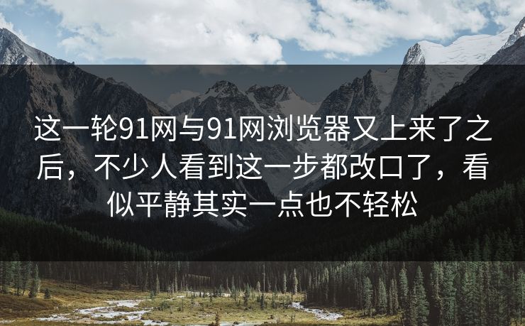 这一轮91网与91网浏览器又上来了之后，不少人看到这一步都改口了，看似平静其实一点也不轻松